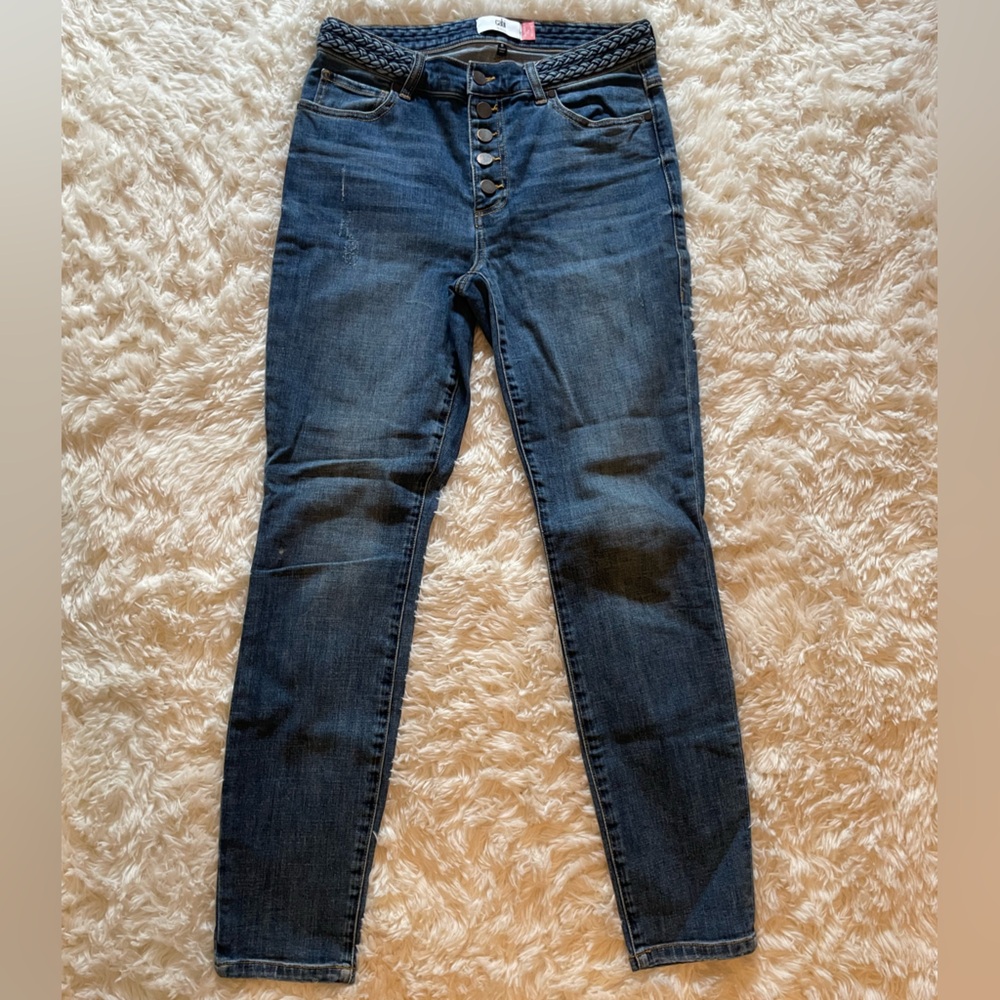 CAbi Blue Skinny Jeans with Natural Fading and Stretch
